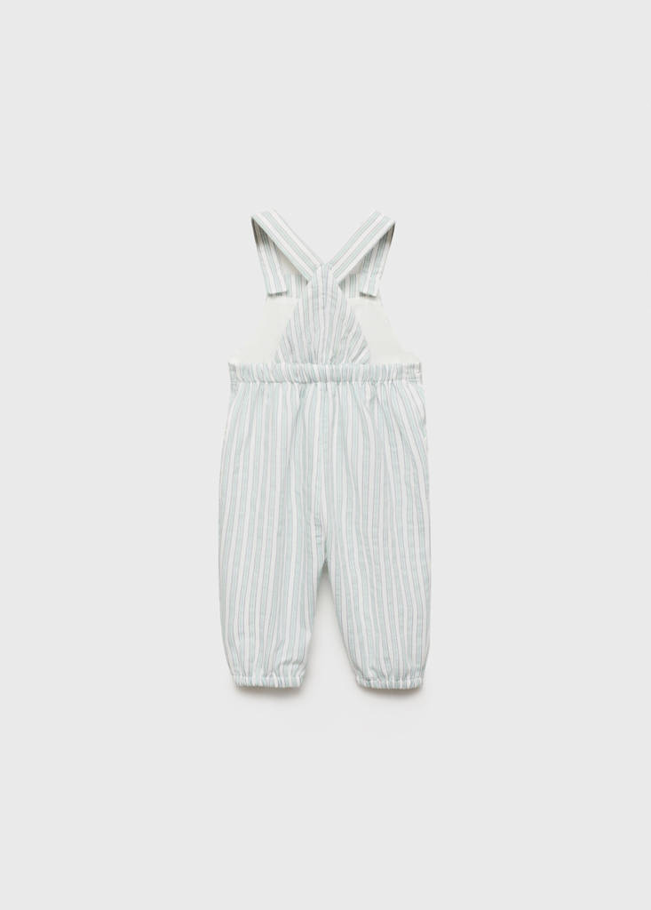 Striped cotton dungarees — Pastel Green