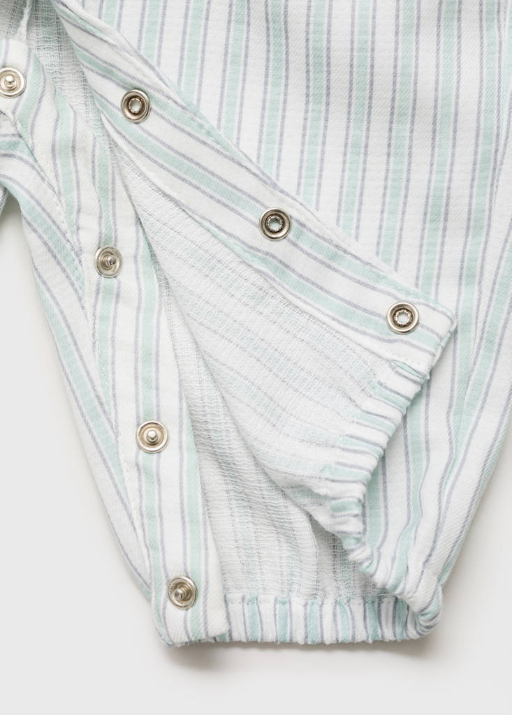 Striped cotton dungarees — Pastel Green