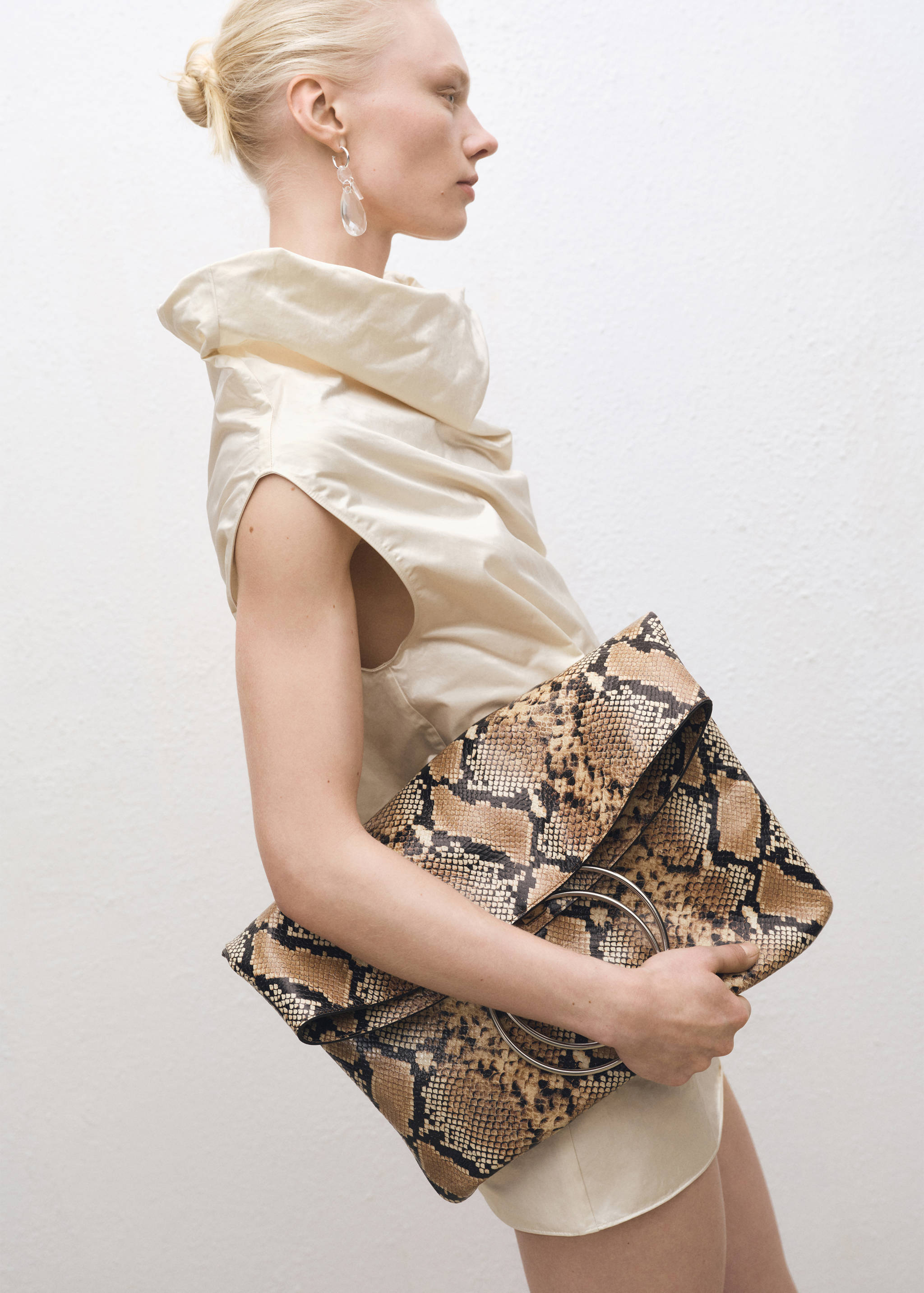 Mango Drape yakalı pamuklu elbise görsel 8