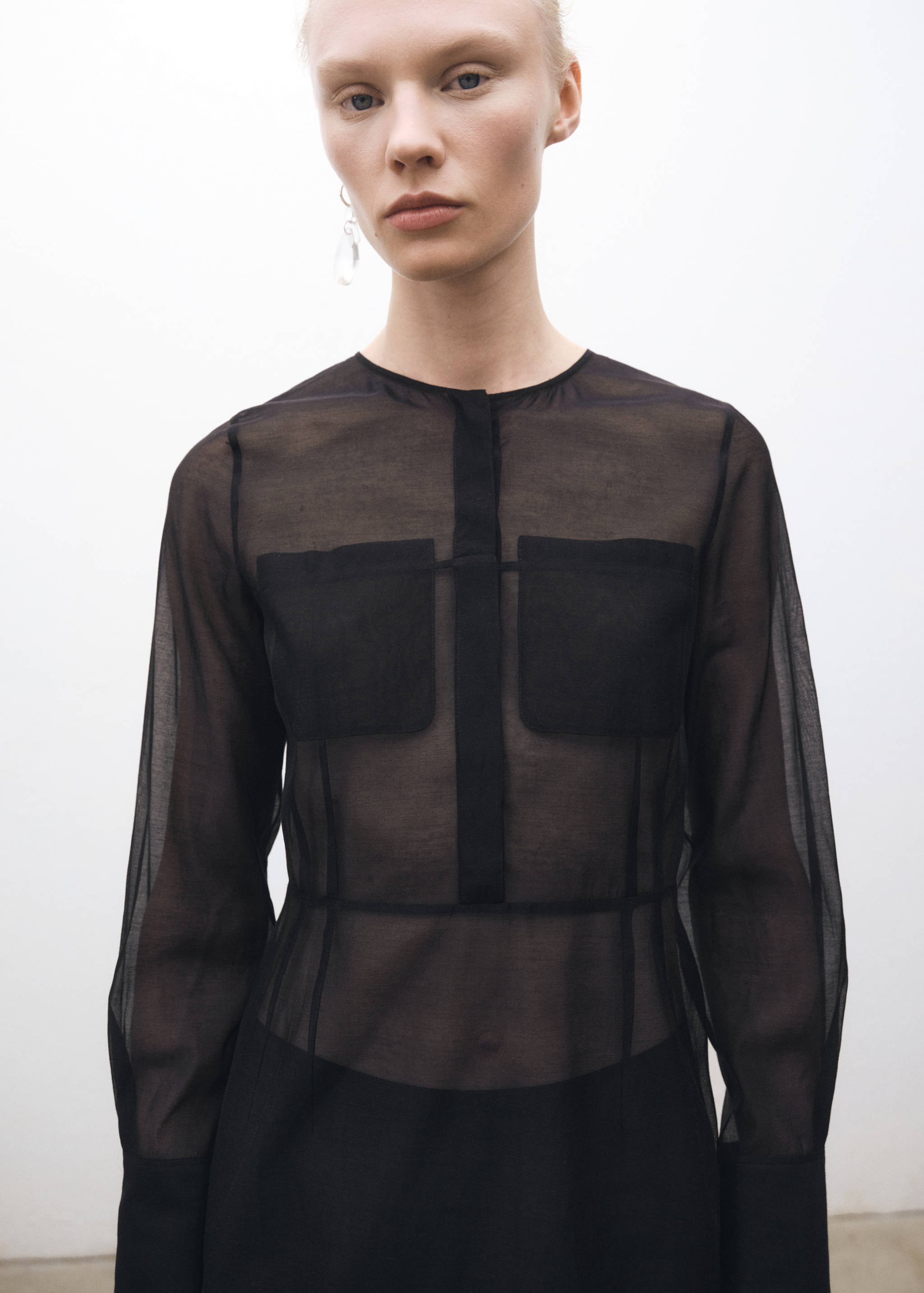 Semi-transparent silk-blend midi-dress - Medium plane