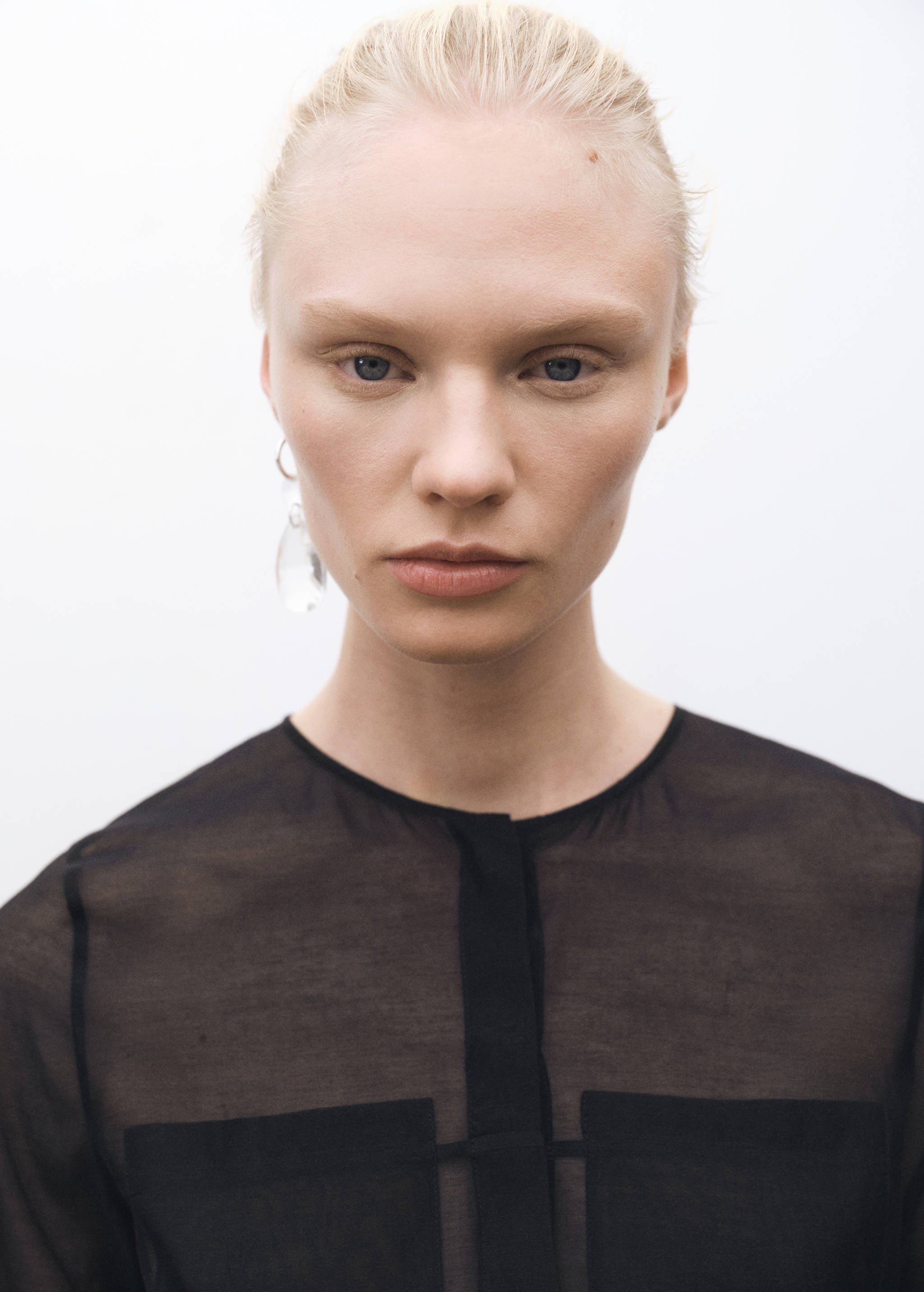 Semi-transparent silk-blend midi-dress - Details of the article 1