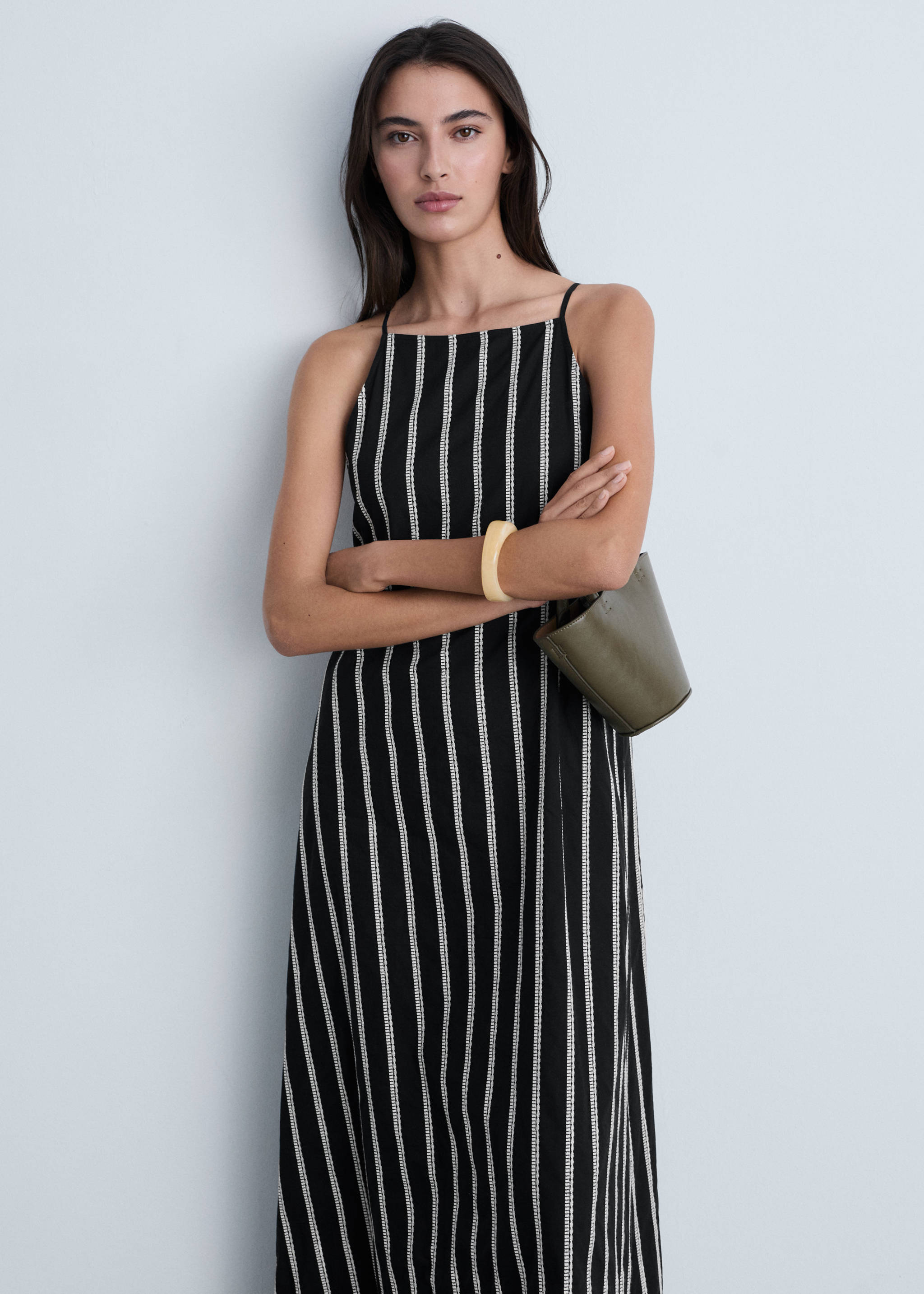 Embroidered halter-neck dress - Medium plane