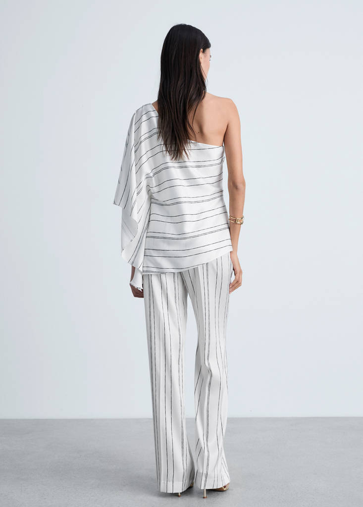 Straight striped trousers — White