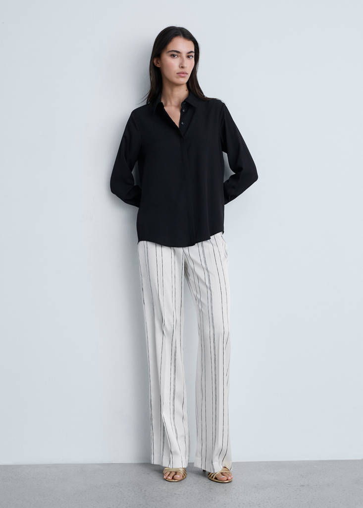 Straight striped trousers — White