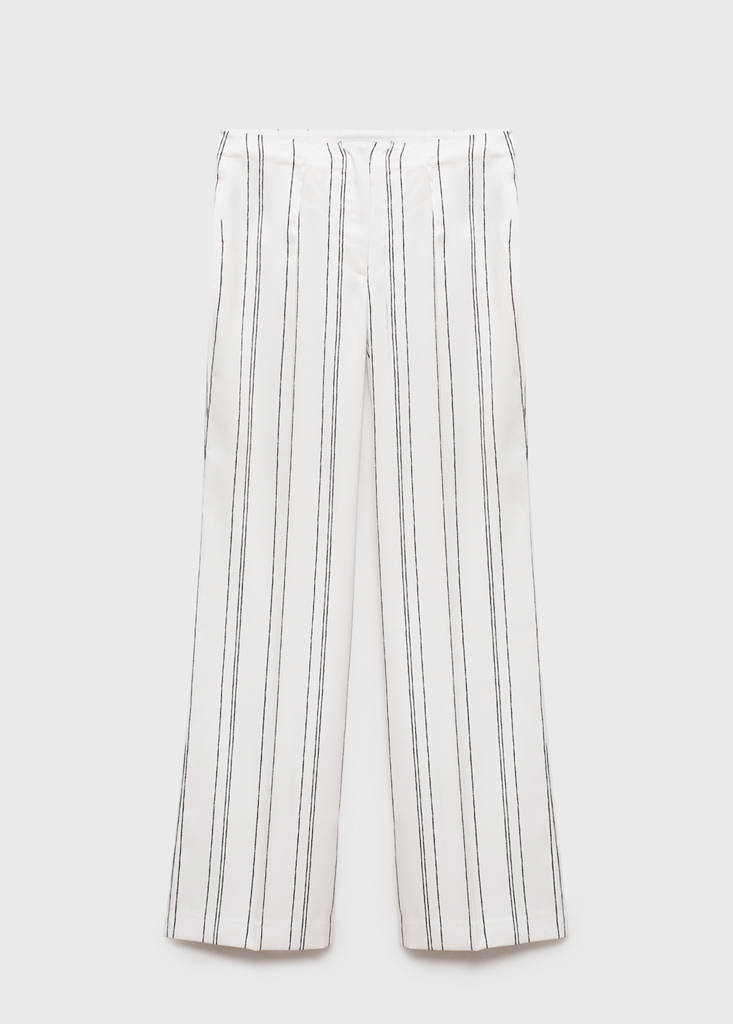 Straight striped trousers — White