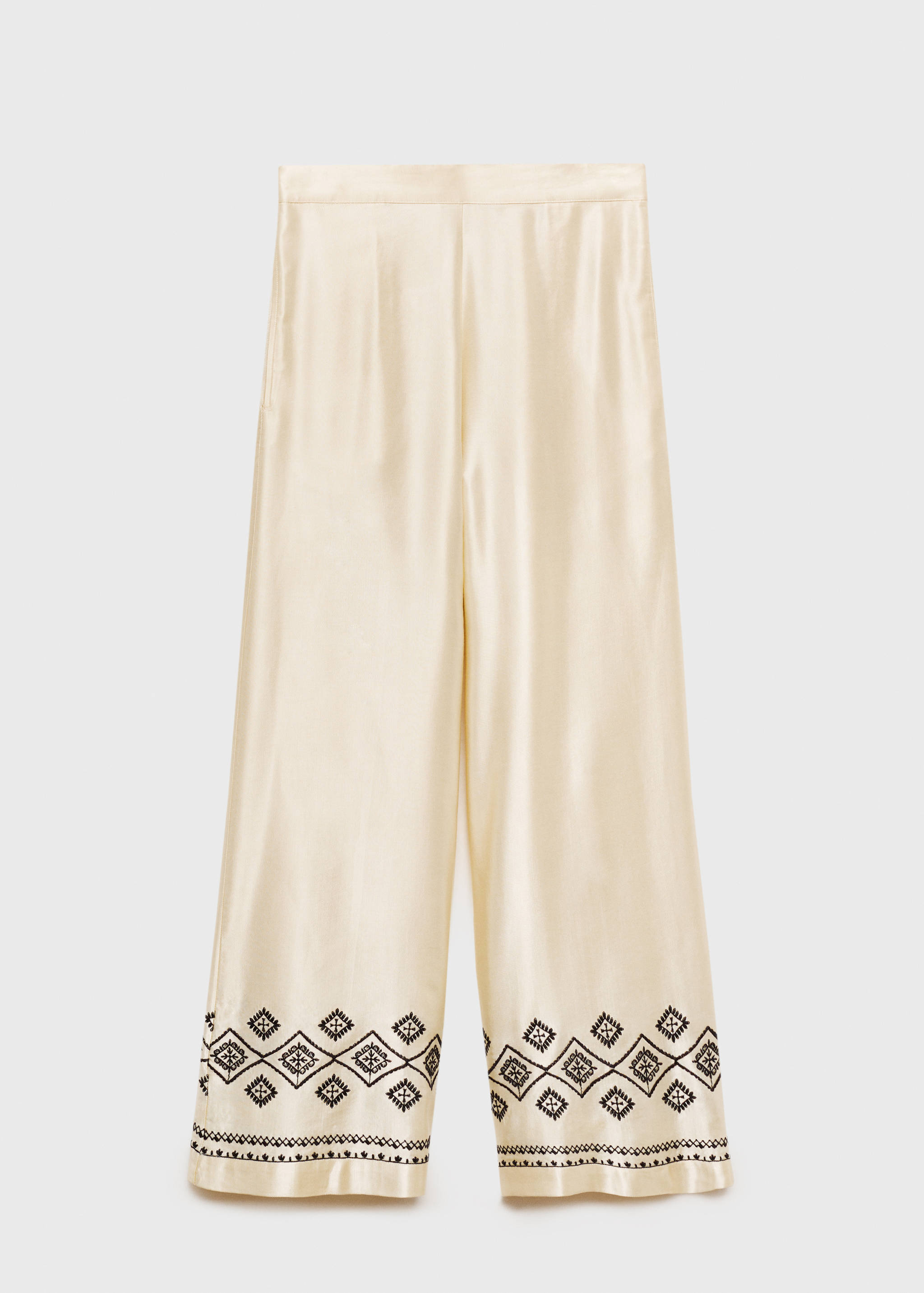Wide leg pants with embroidered hem - Article without model