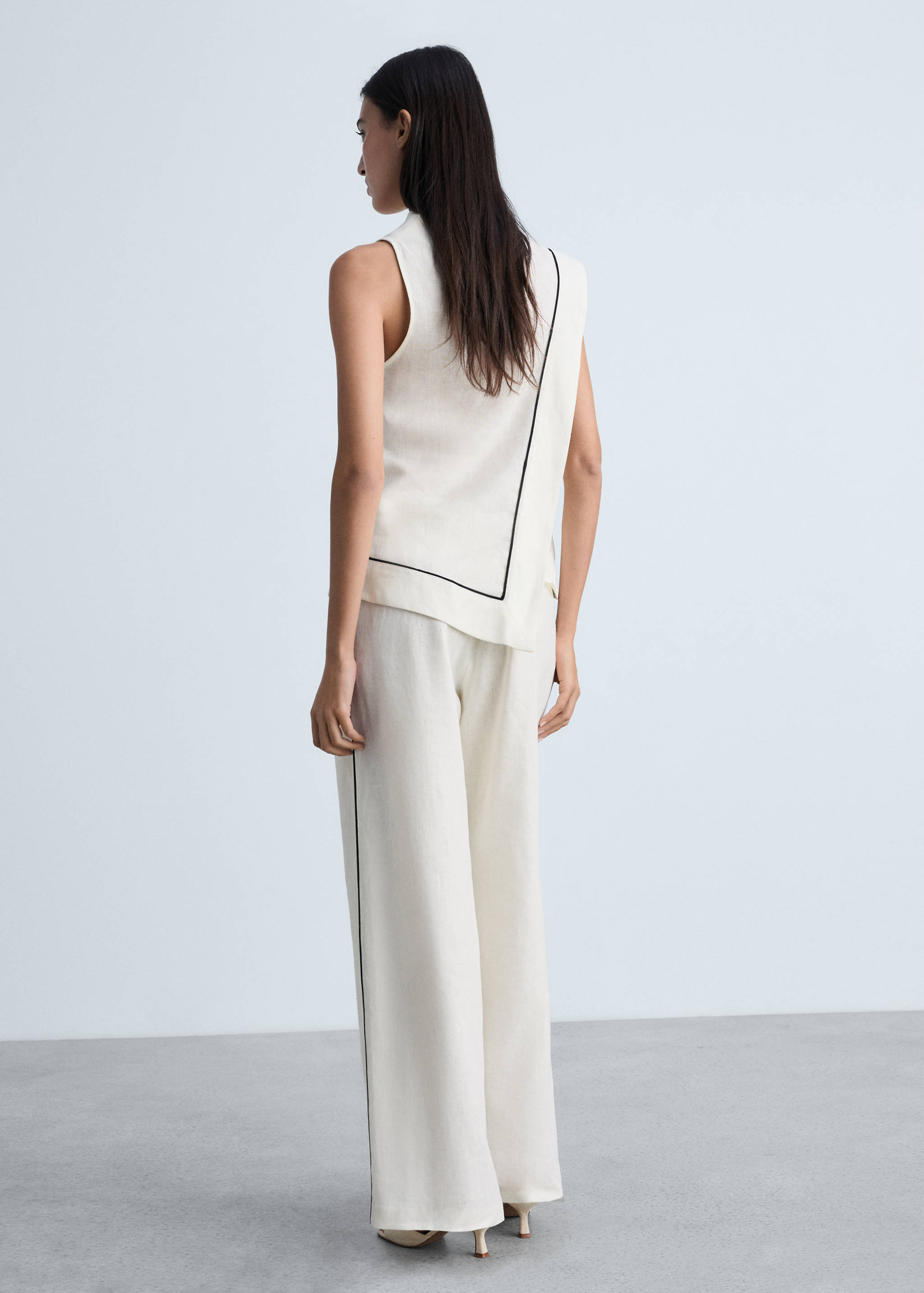 Contrast-stripe linen trousers - Reverse of the article