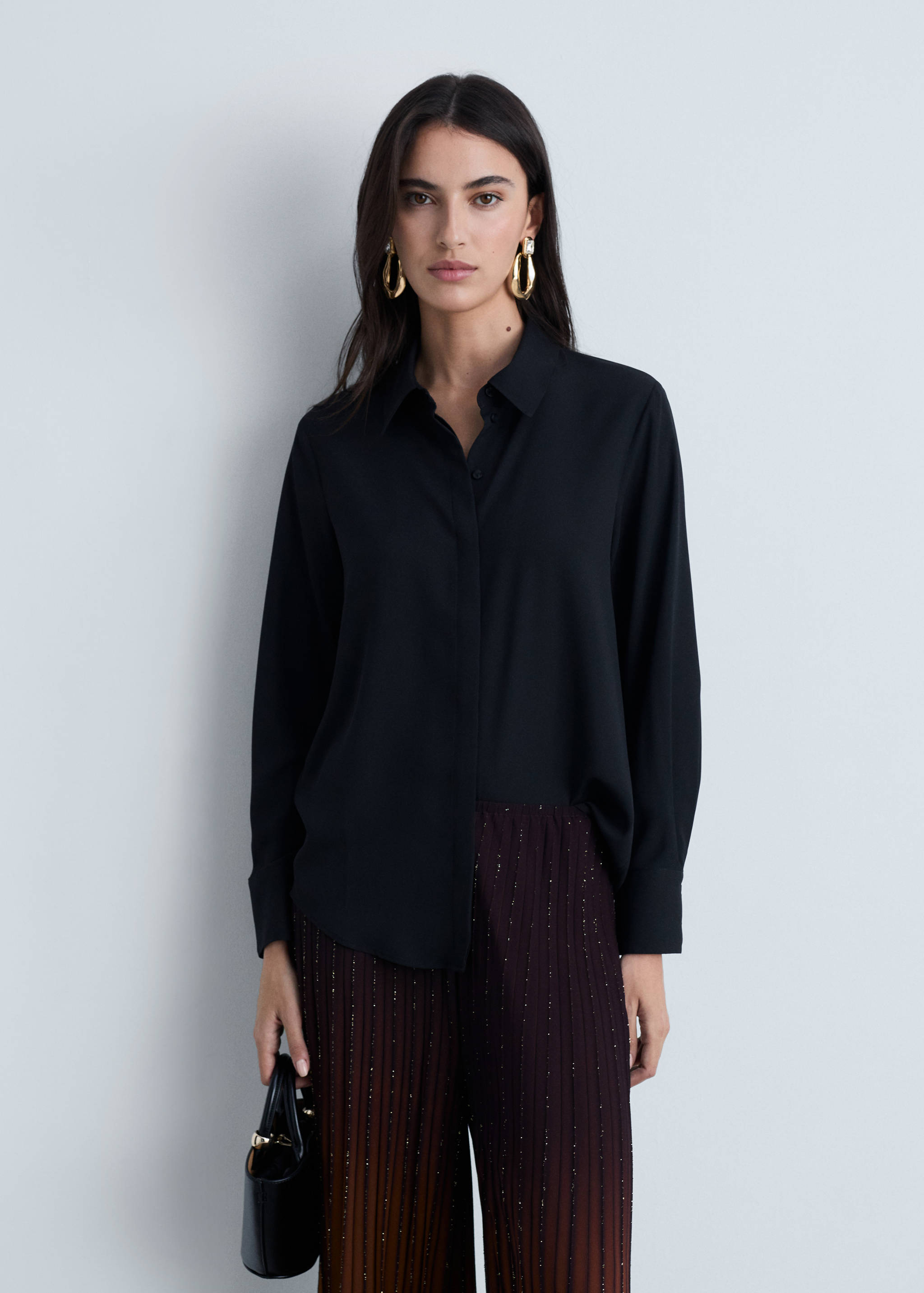 سروال مطوي بسطح لامع - تفاصيل المنتج 1