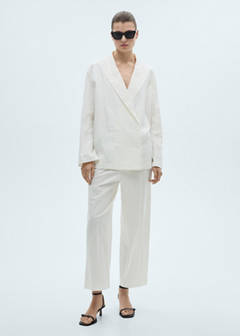 Linen-blend culotte suit trousers — White 2