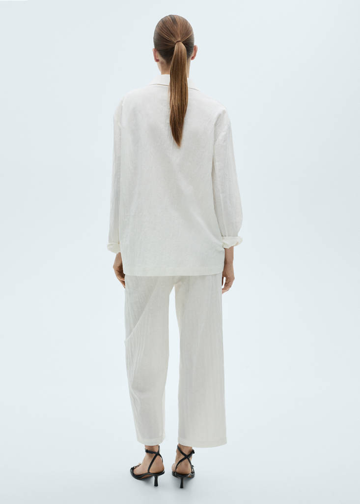 Linen-blend culotte suit trousers — White