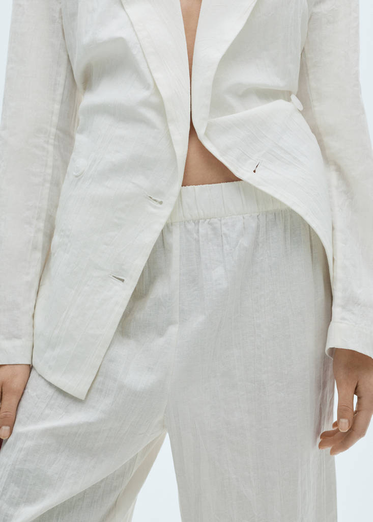 Linen-blend culotte suit trousers — White