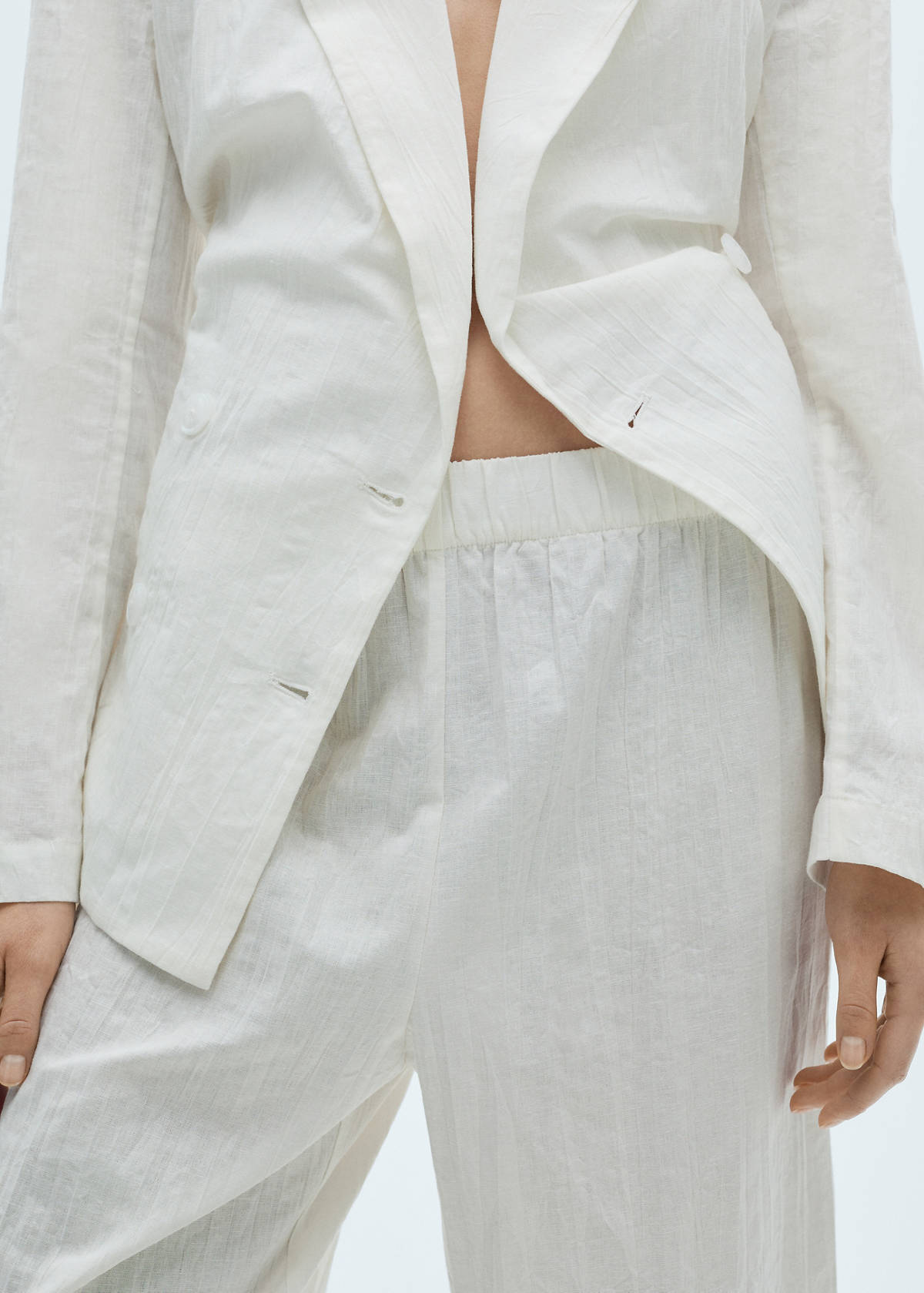 Linen-blend culotte suit trousers — White