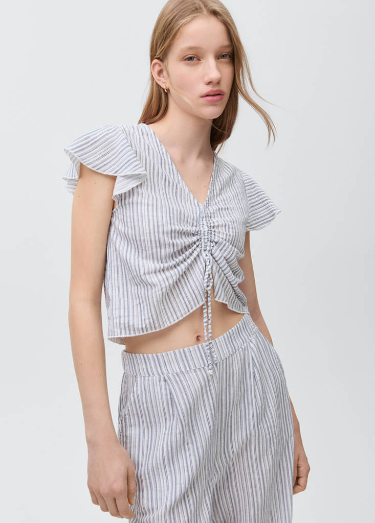 Ruched detail blouse — Sky Blue
