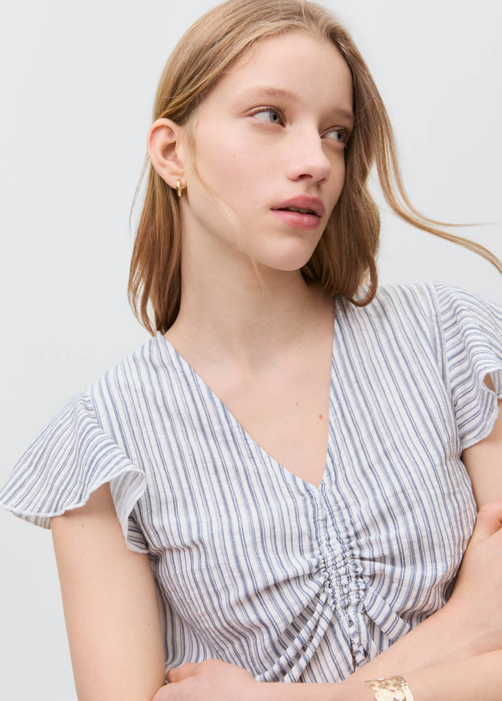 Ruched detail blouse — Sky Blue