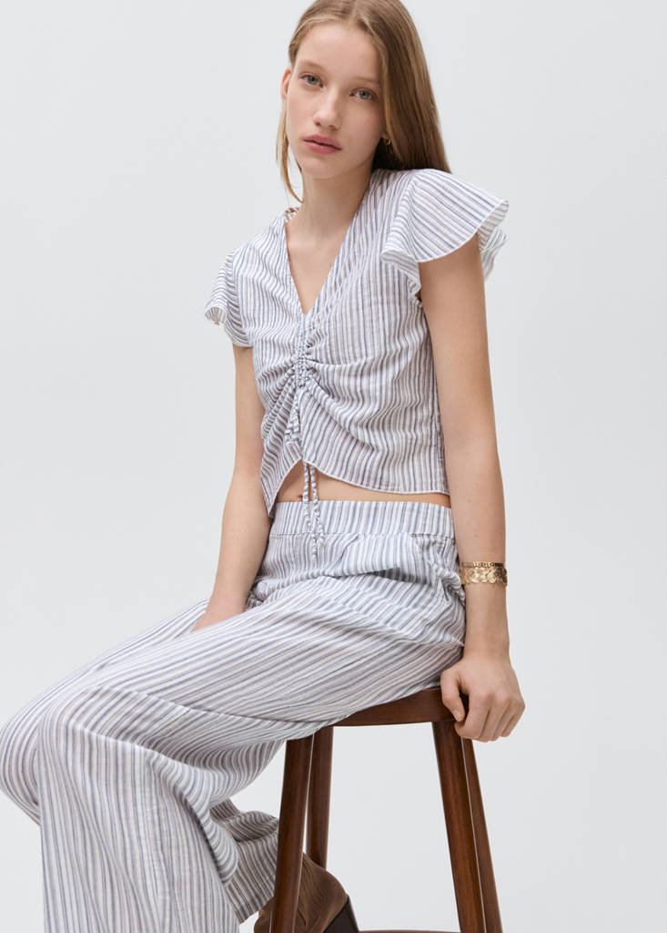 Ruched detail blouse — Sky Blue