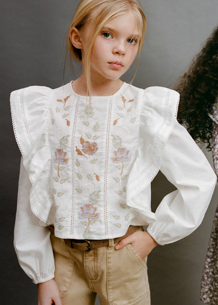 Floral embroidered blouse — White