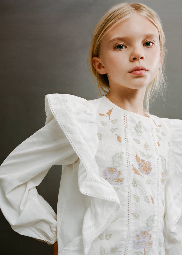 Floral embroidered blouse — White