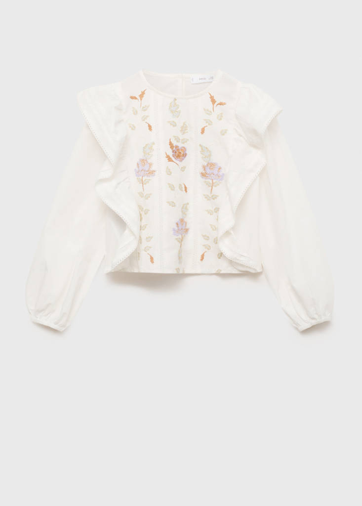 Floral embroidered blouse — White