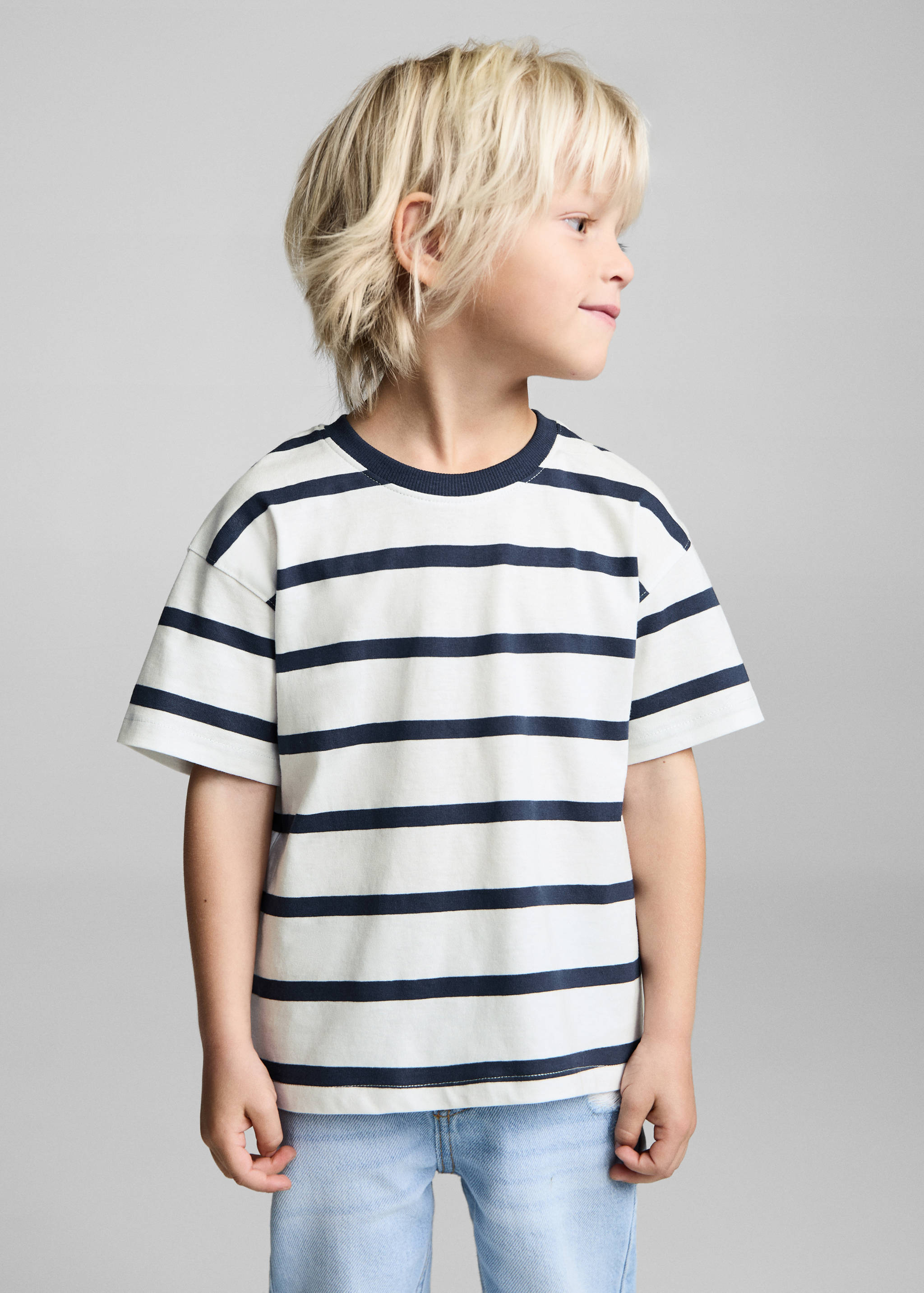 Striped cotton T-shirt - Medium plane