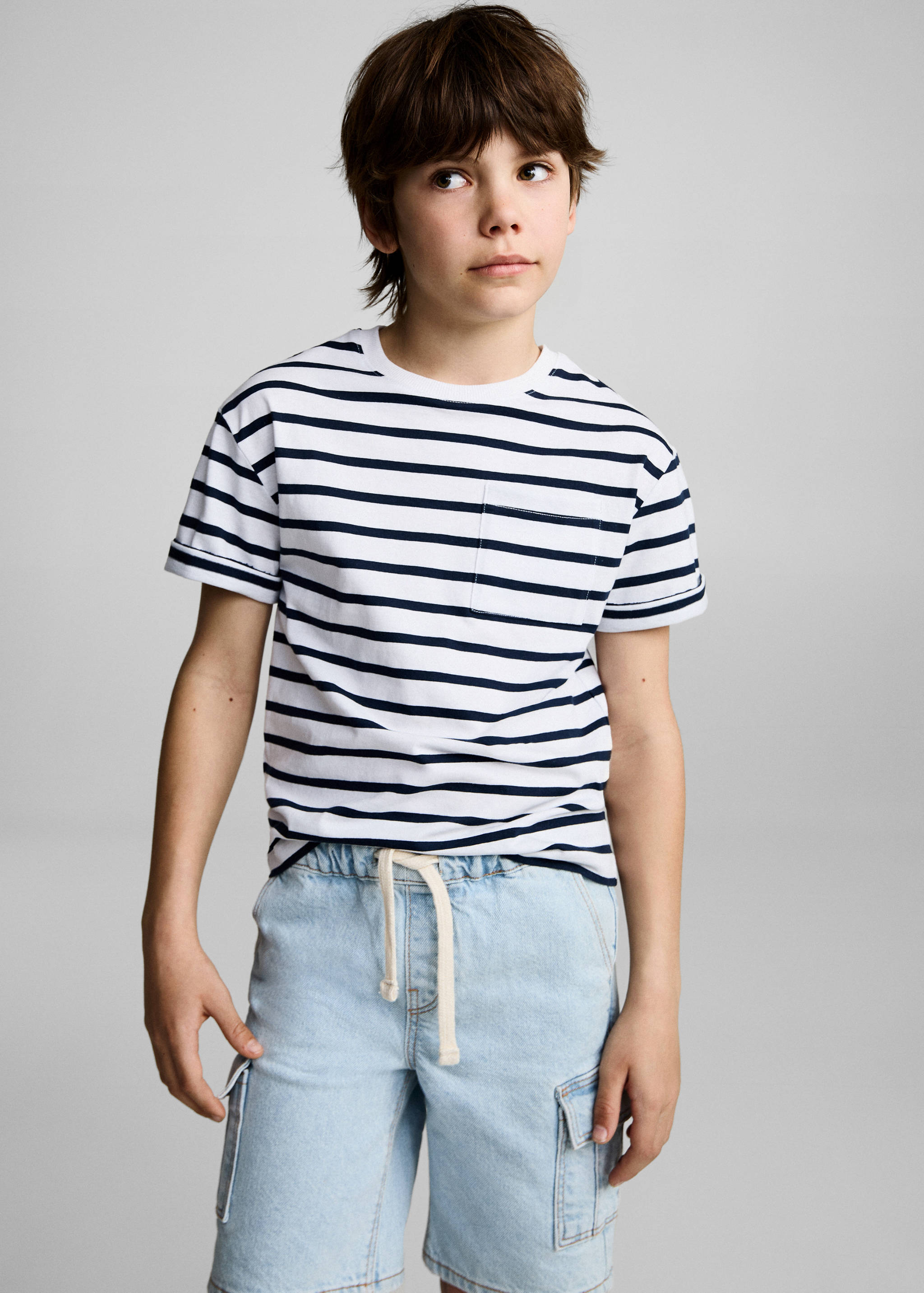 Camiseta algodón rayas - Plano medio