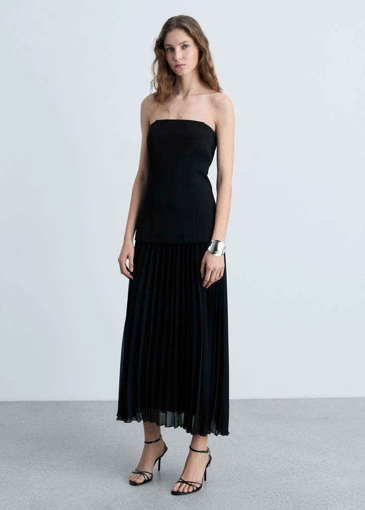 MANGO - Robe bustier combinée noir - XS