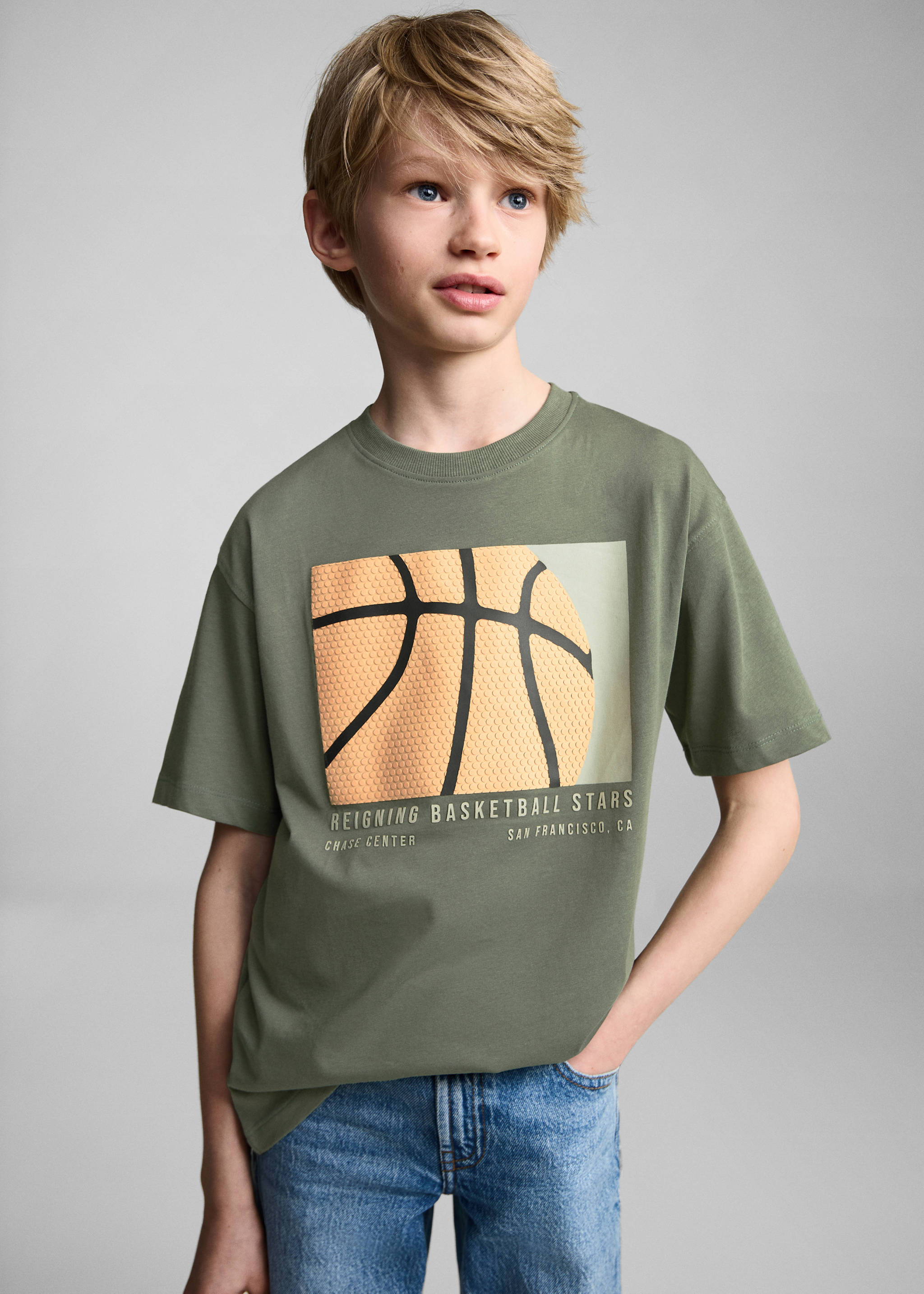 Printed cotton-blend T-shirt - Medium plane