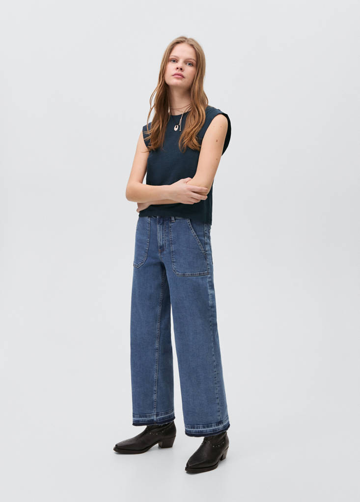 Pleated T-shirt — Dark Navy