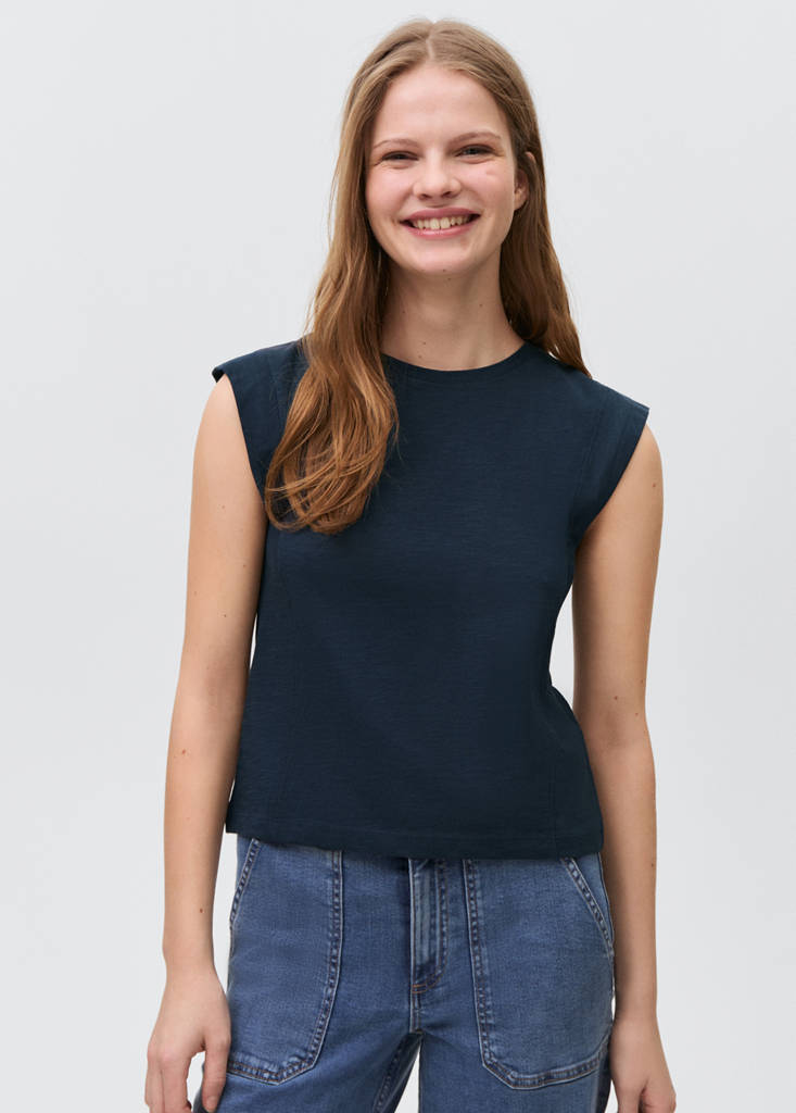 Pleated T-shirt — Dark Navy