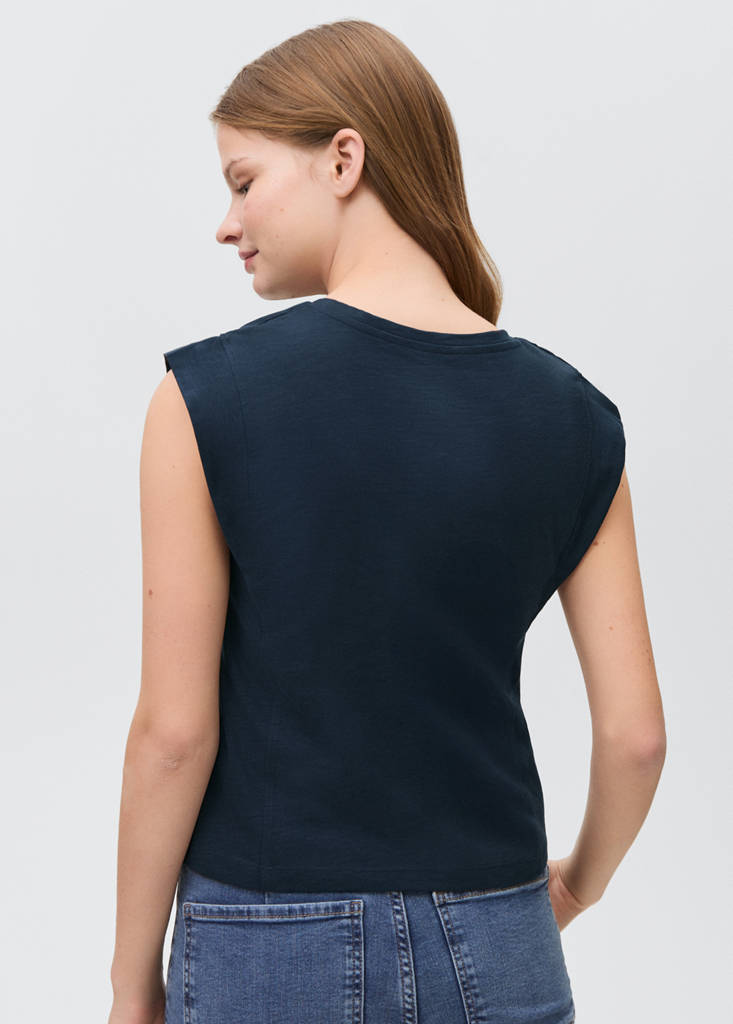 Pleated T-shirt — Dark Navy