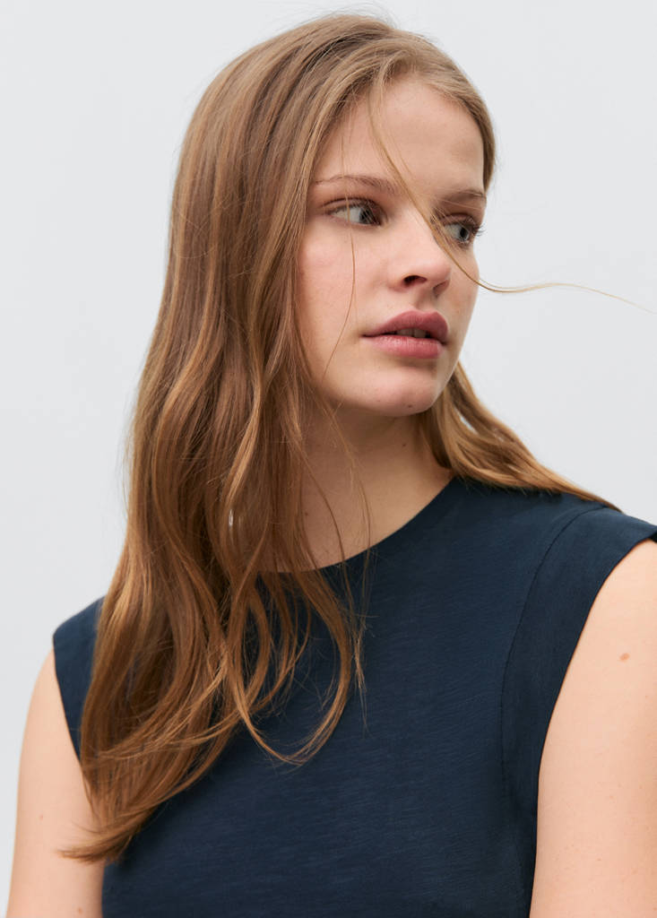 Pleated T-shirt — Dark Navy