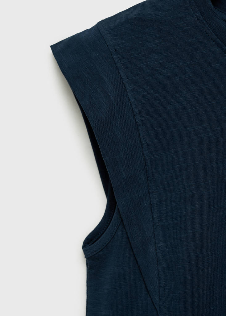 Pleated T-shirt — Dark Navy
