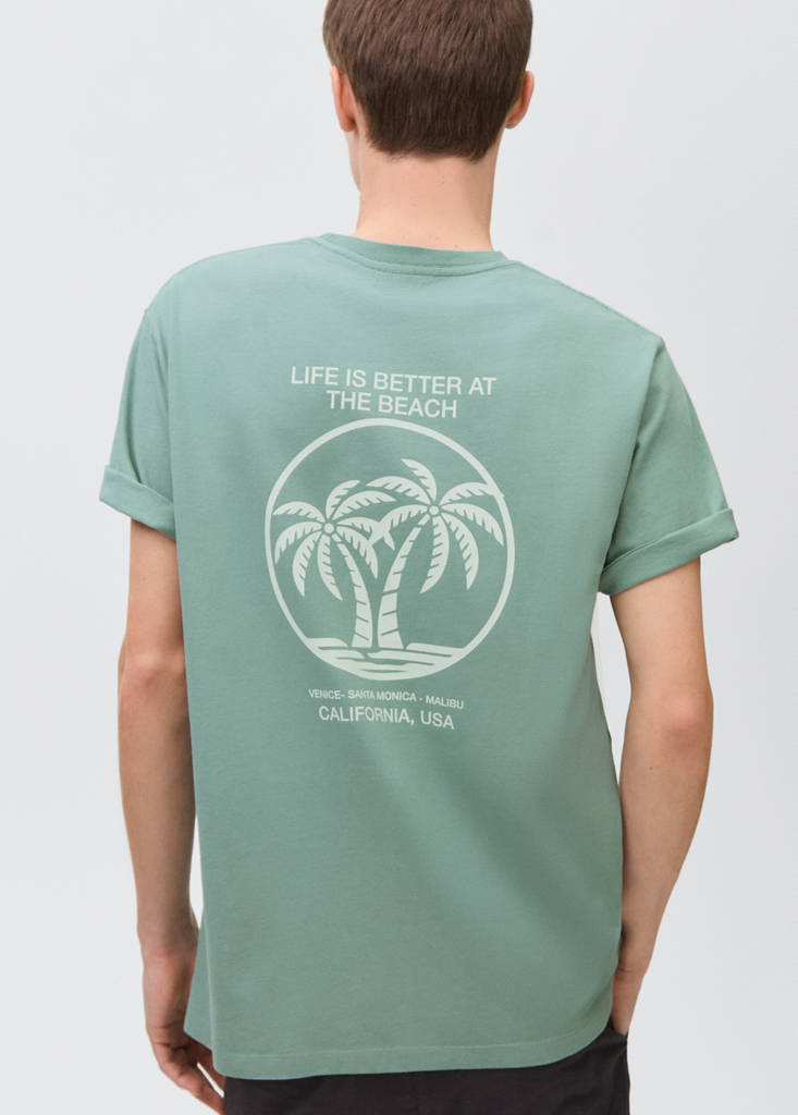 Message cotton T-shirt — Green