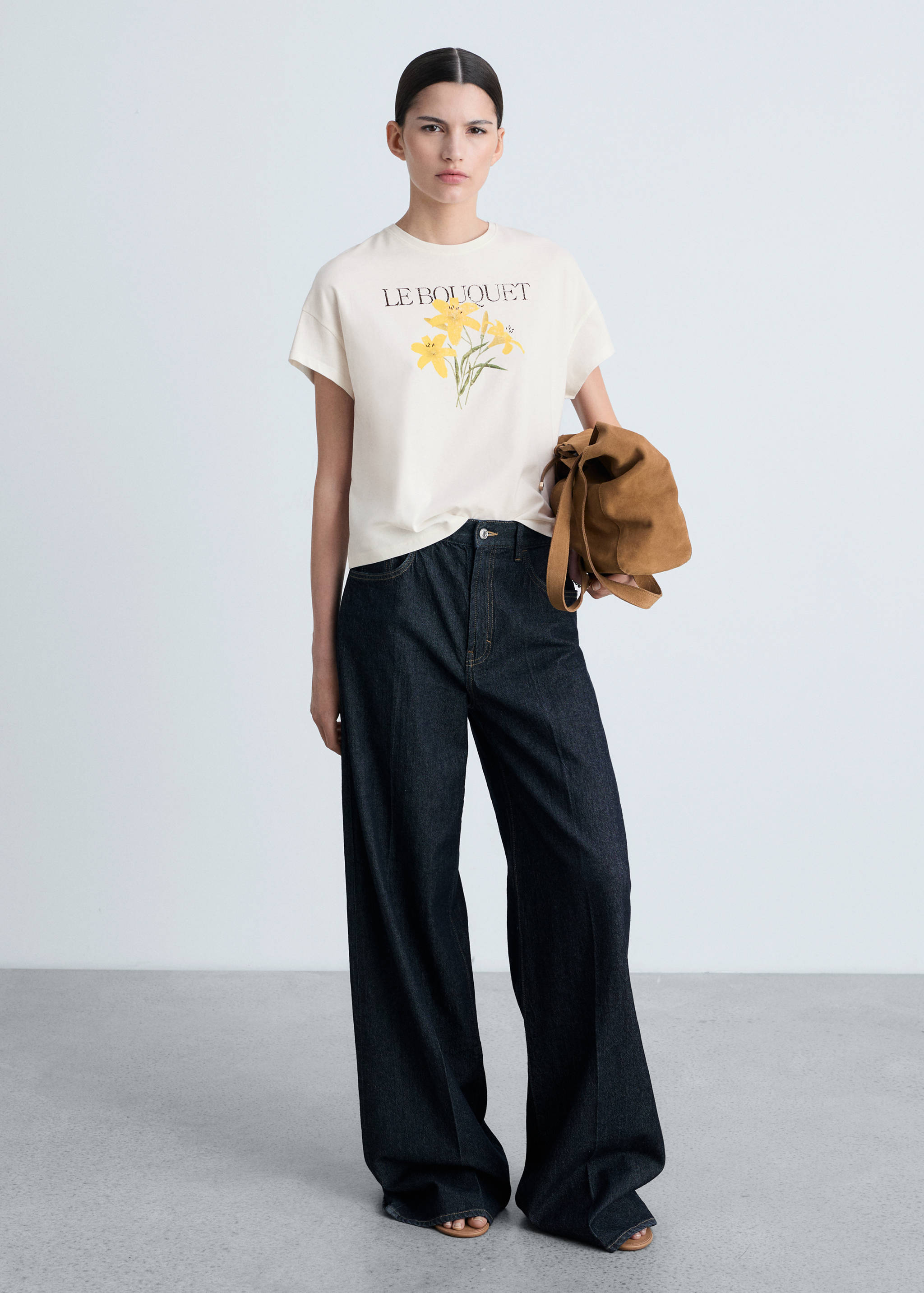 تي شيرت قطني مع رسالة مطبوعة - رؤية عامة