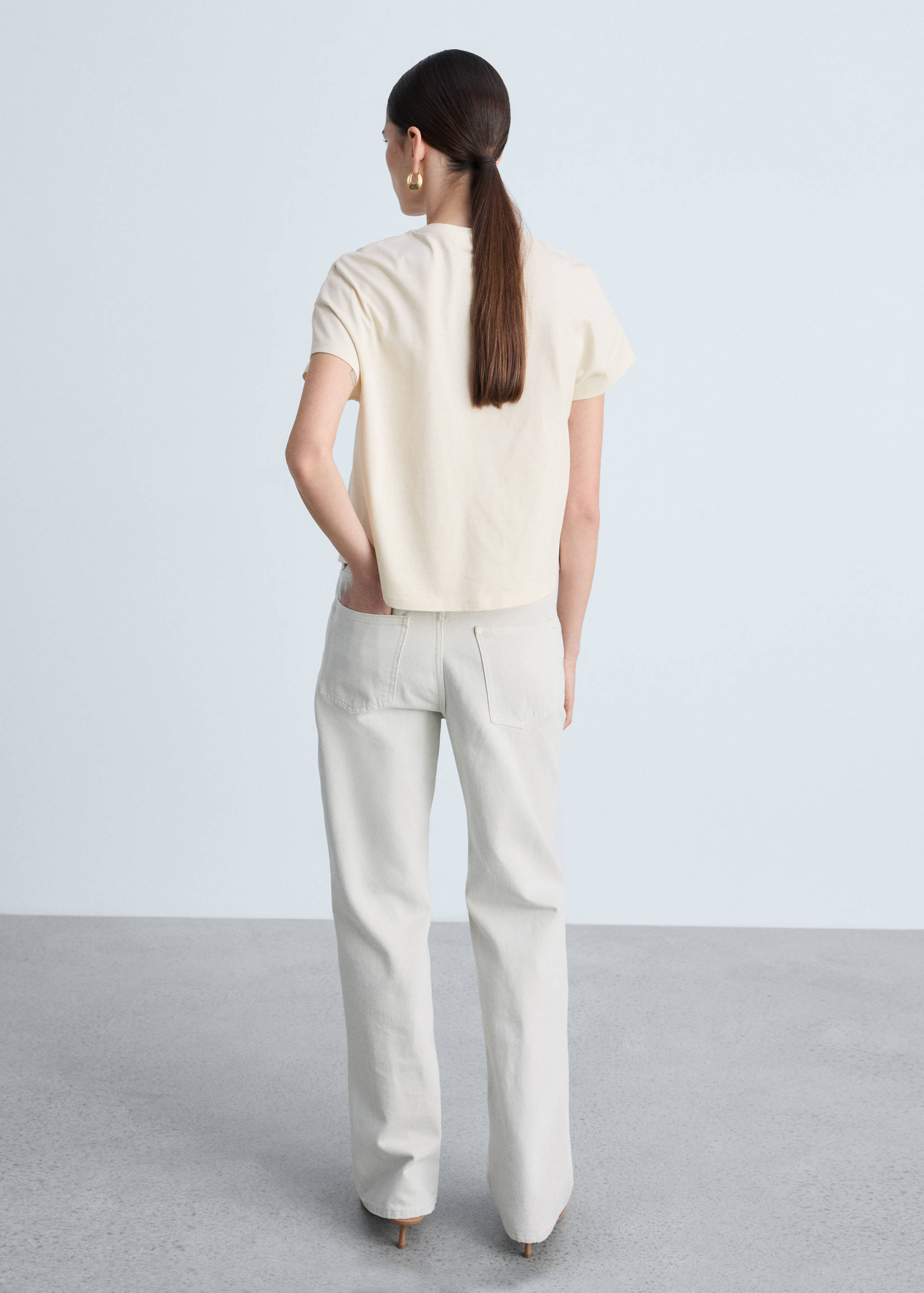 تي شيرت قطني مع رسالة مطبوعة - الجهة الخلفية للمنتج