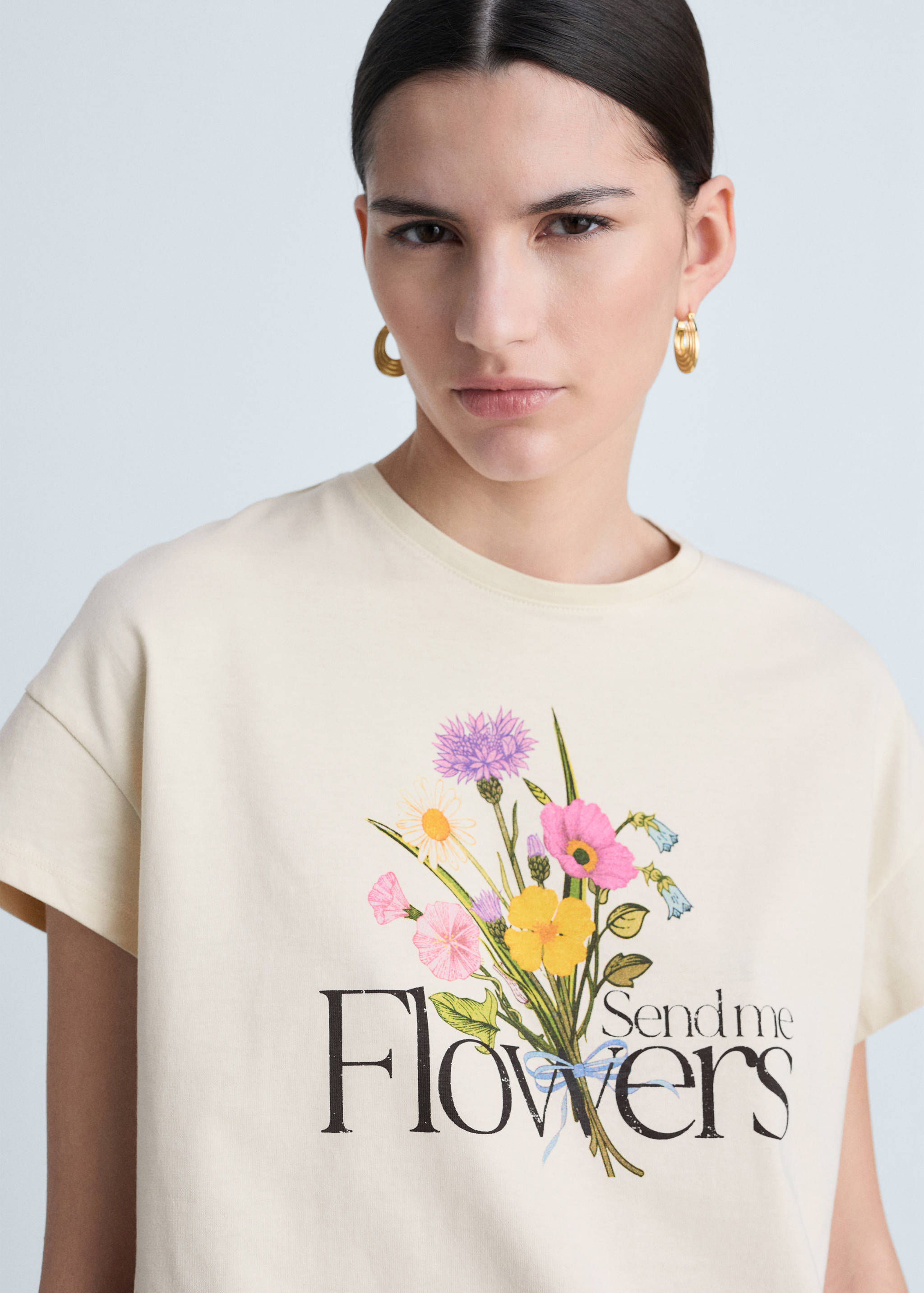 تي شيرت قطني مع رسالة مطبوعة - تفاصيل المنتج 1