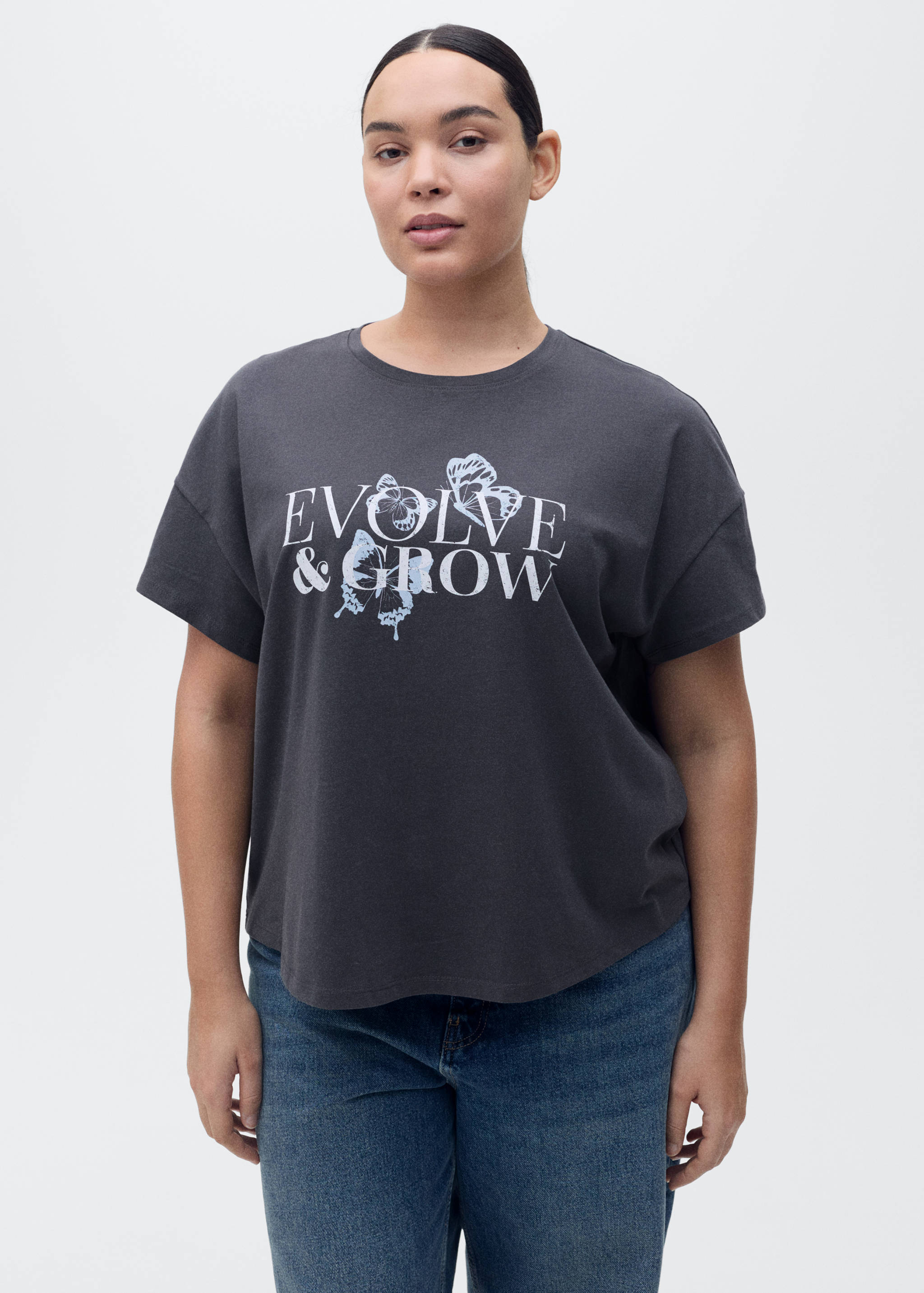 تي شيرت قطني مع رسالة مطبوعة - تفاصيل المنتج 5