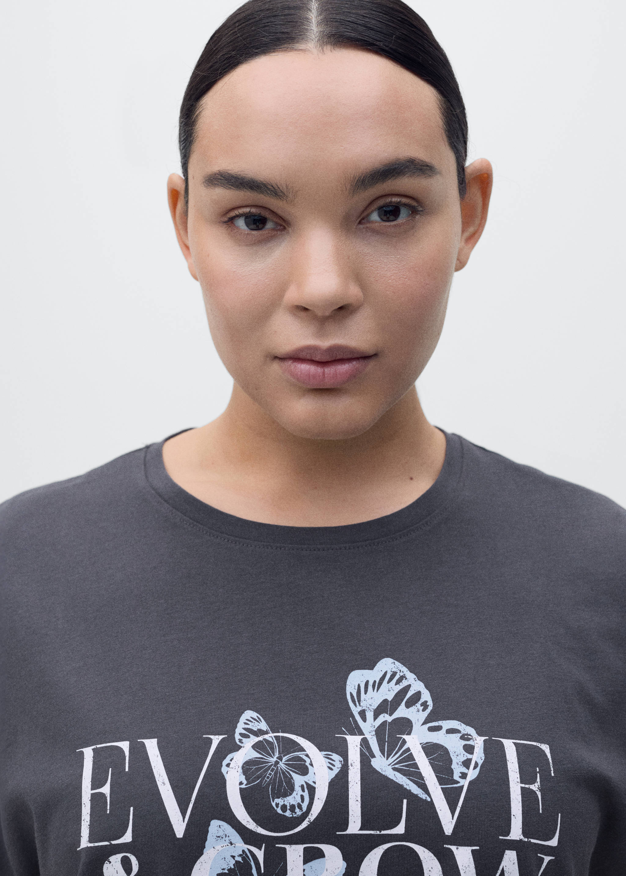 تي شيرت قطني مع رسالة مطبوعة - تفاصيل المنتج 4