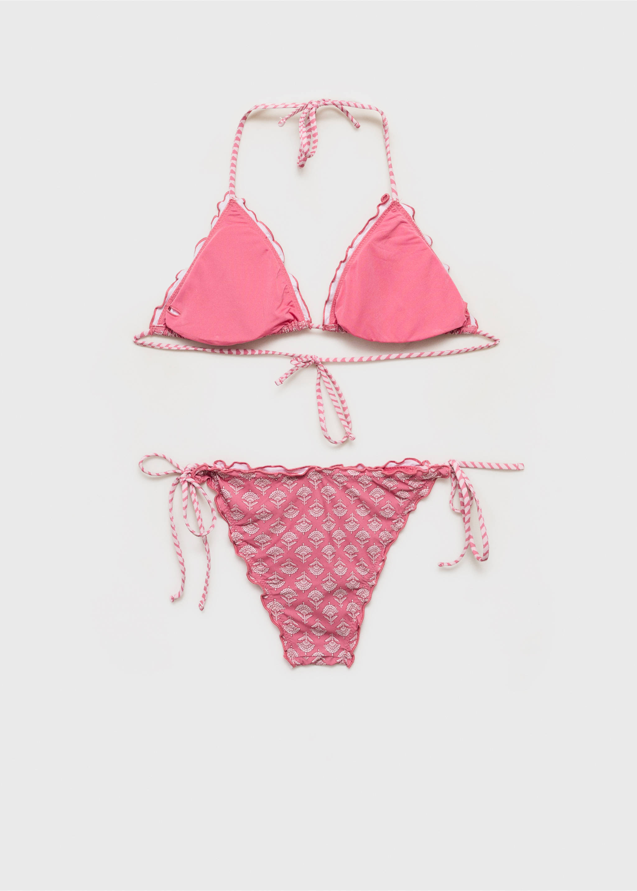 Bikini with printed trim - Details of the article 8, Pastel Pink. Ref: 87015748-00.