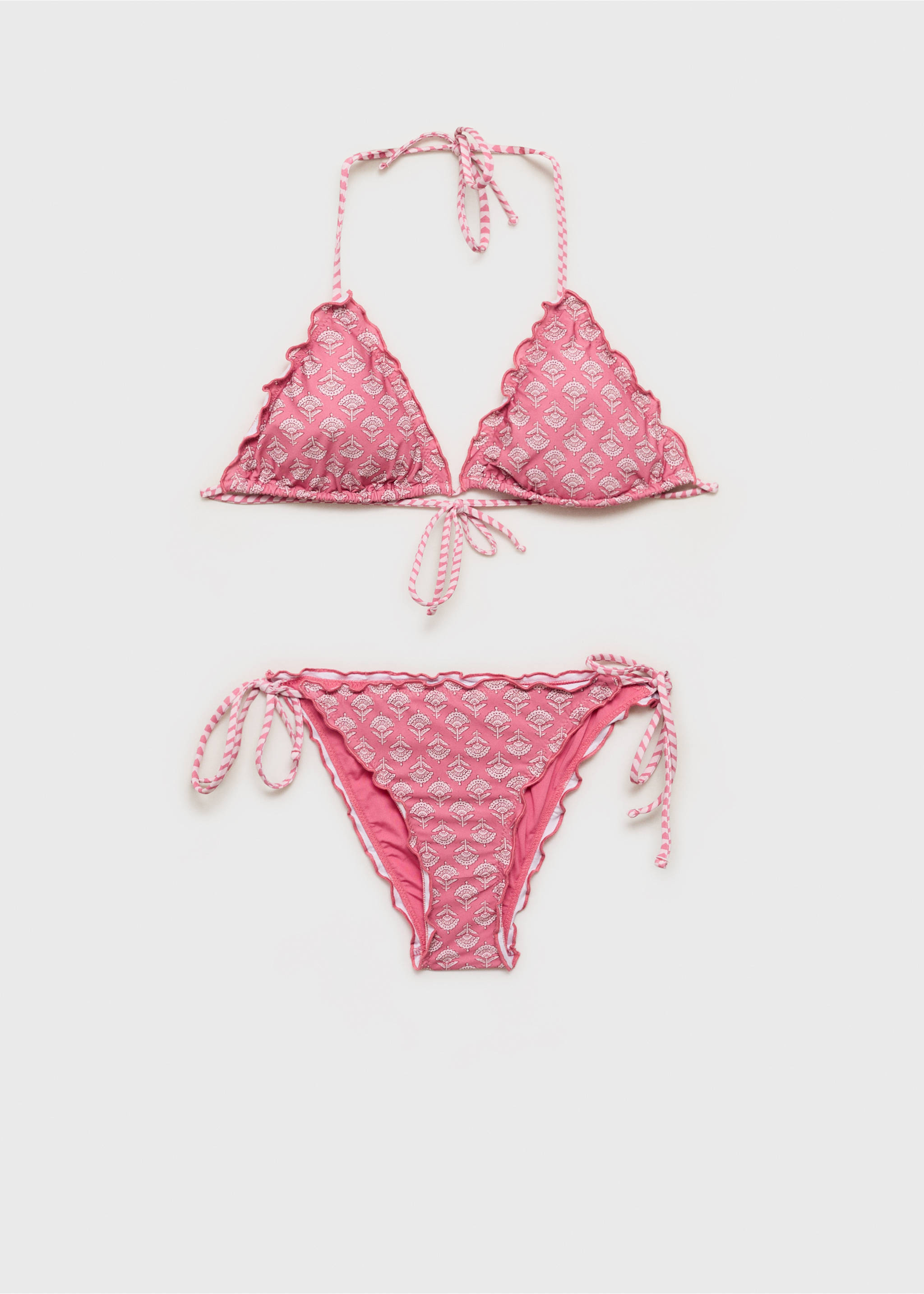 Bikini with printed trim - Article without model, Pastel Pink. Ref: 87015748-00.