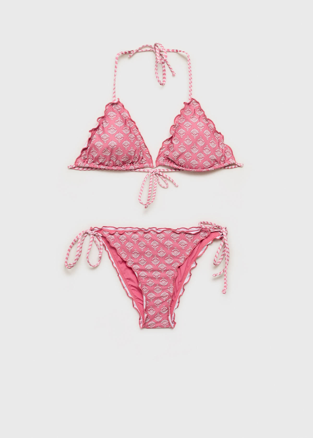 Bikini with printed trim — Pastel Pink