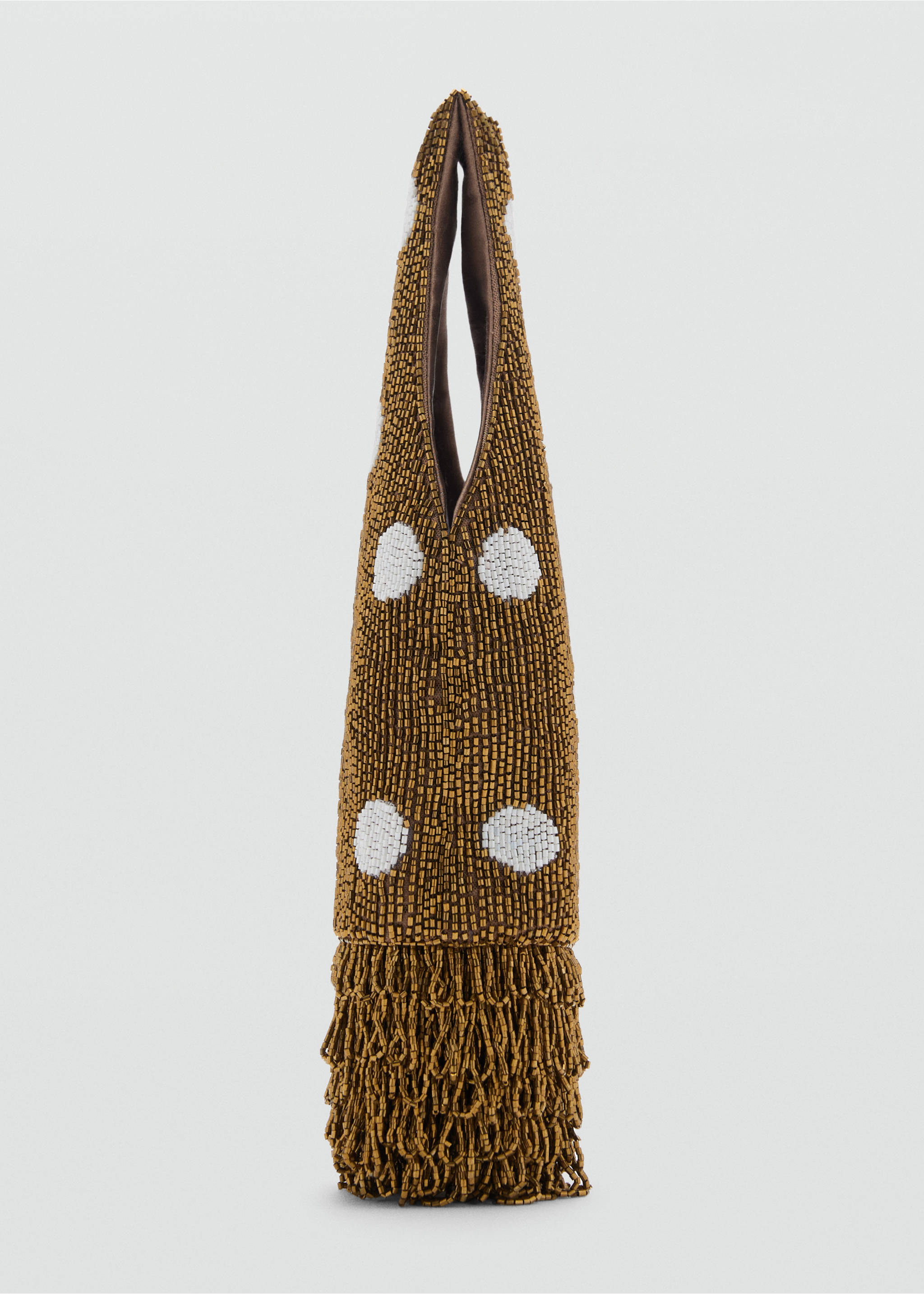 Rhinestone-embroidered handbag - Details of the article 1, Copper. Ref: 87015753-00.