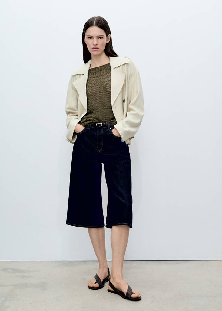 Openwork knitted boat-neck sweater — Khaki