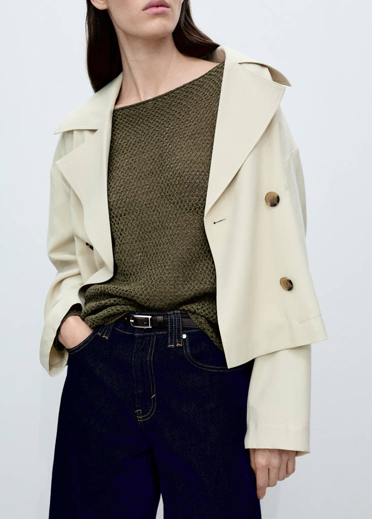 Openwork knitted boat-neck sweater — Khaki