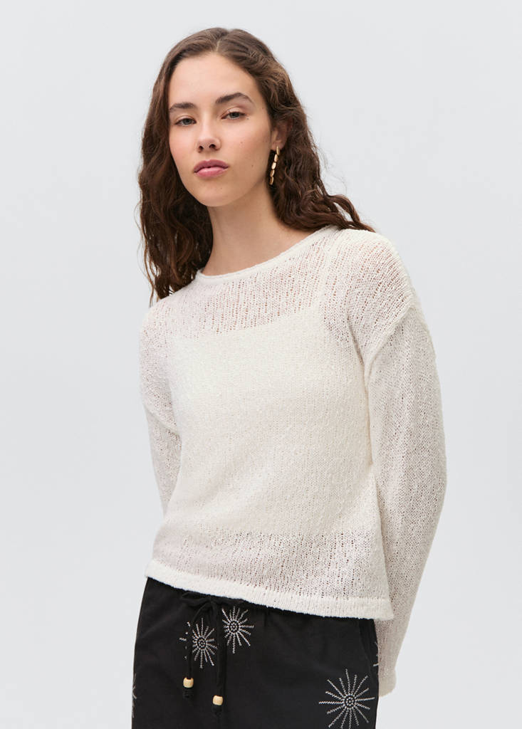 Textured knit sweater — Off White