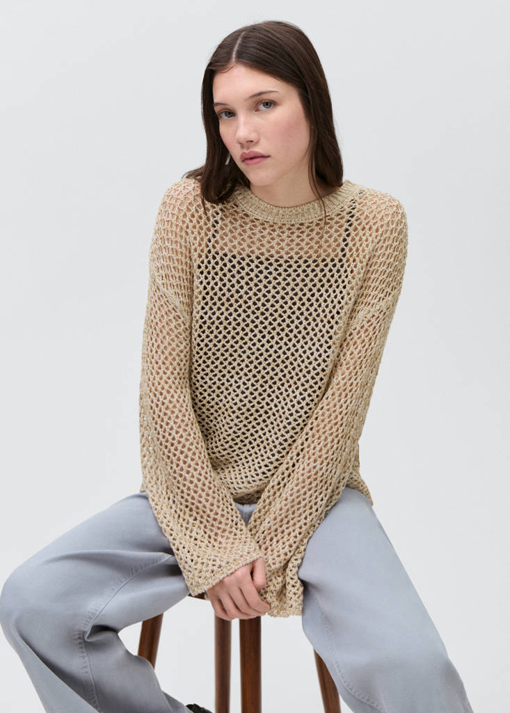 Openwork knit sweater — Beige