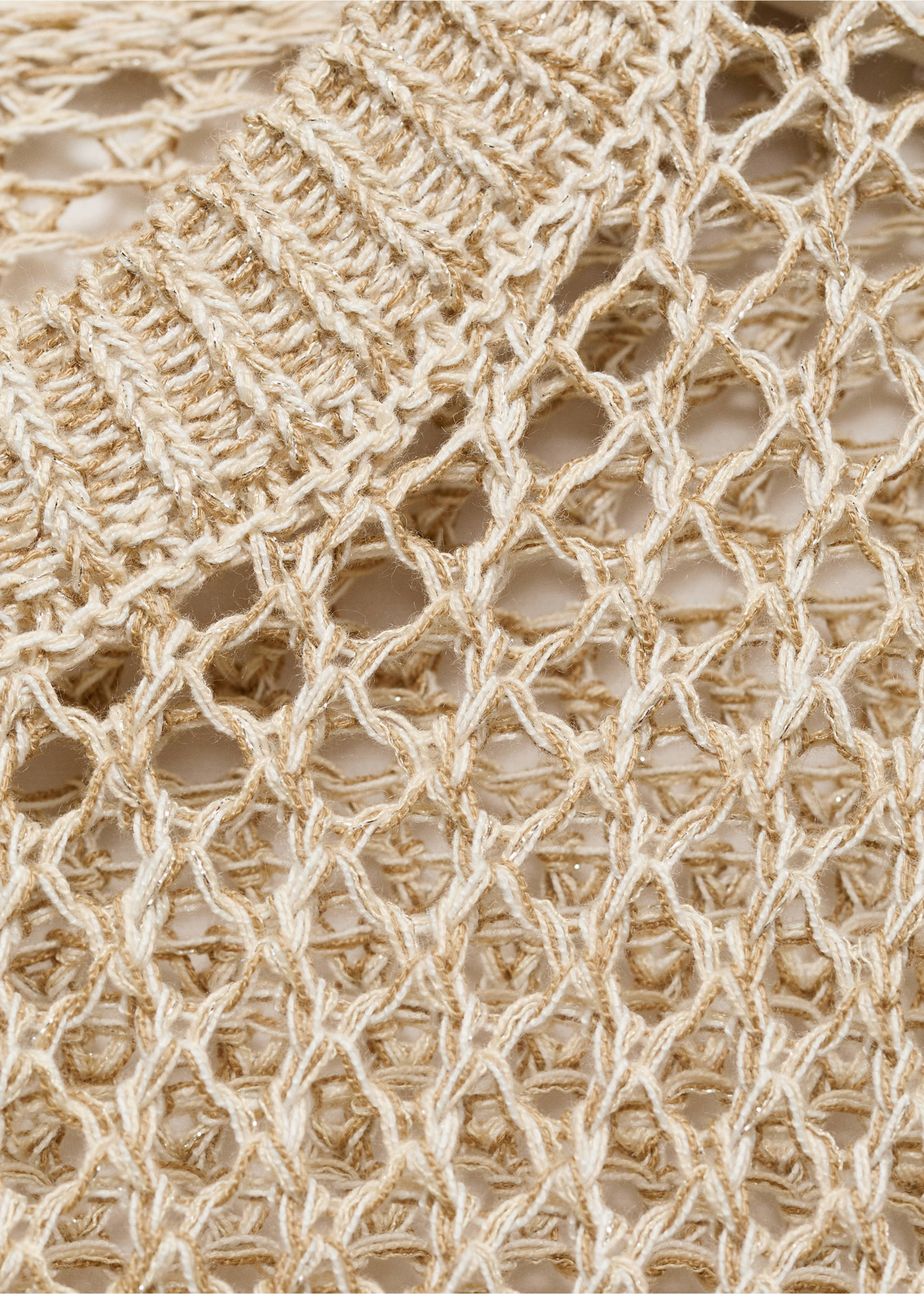 Knit sweater with lace pattern - Details of the article 8, Beige. Ref: 87015757-00.