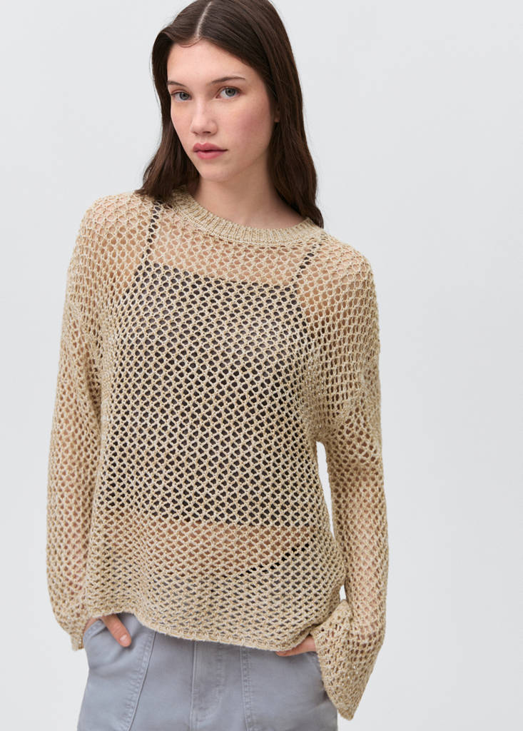 Openwork knit sweater — Beige