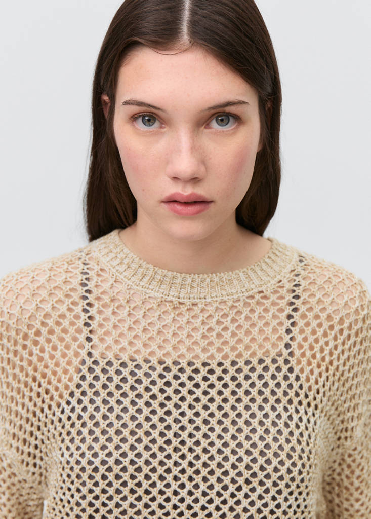 Openwork knit sweater — Beige