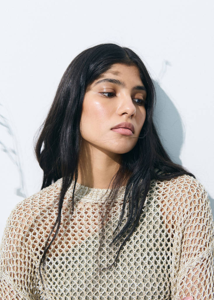 Openwork knit sweater — Beige