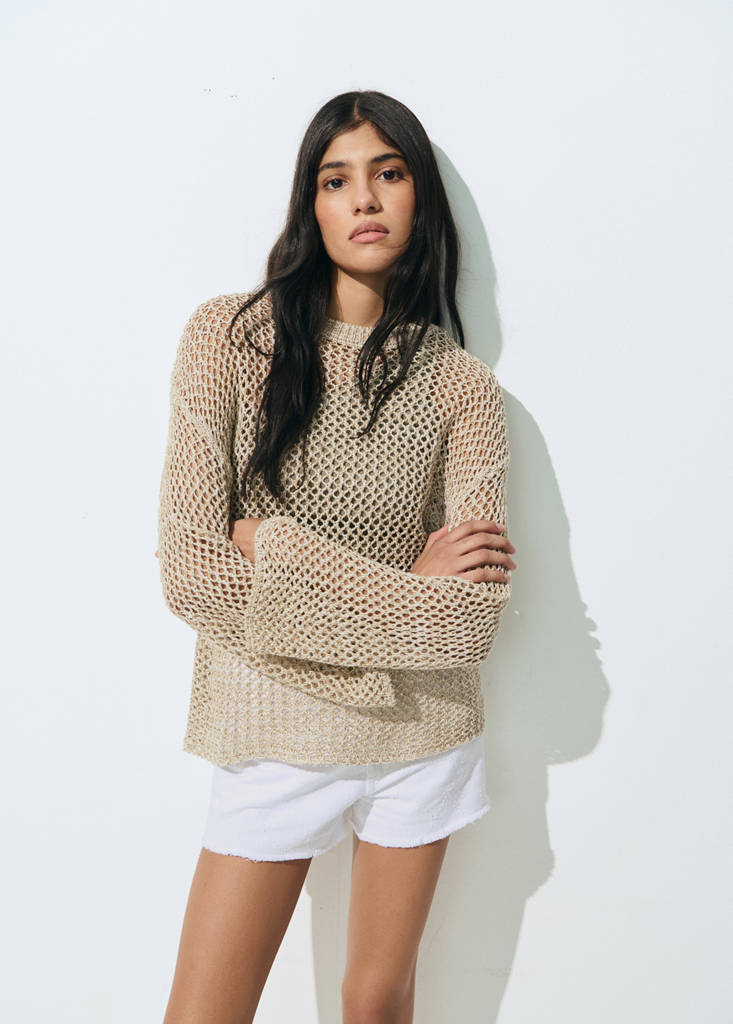 Openwork knit sweater — Beige